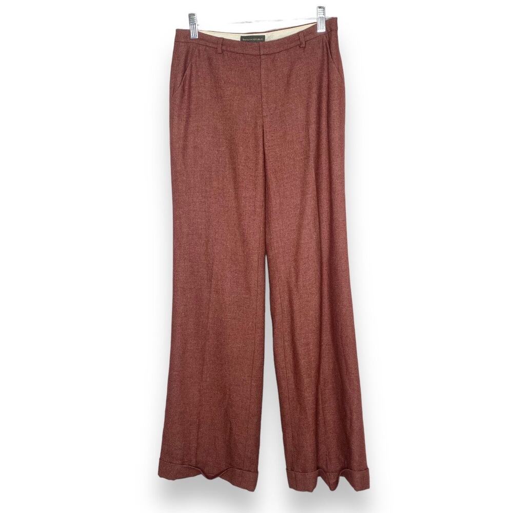 Banana Republic Deep Blush Burgundy Wool Wide Leg Dress Pants Size 0 0000